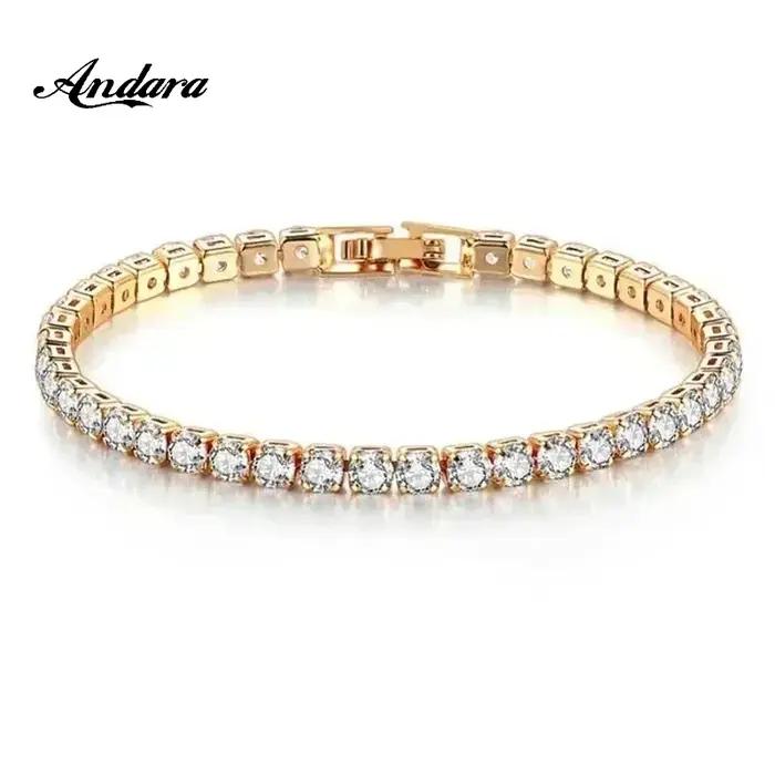 Bracelet tennis en argent sterling 925 plaqué or rose