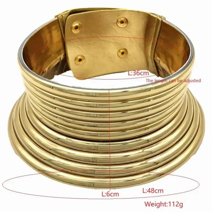 Collier ras du cou vintage en cuir doré bijou africain style moderne pour femmes soirées spéciales