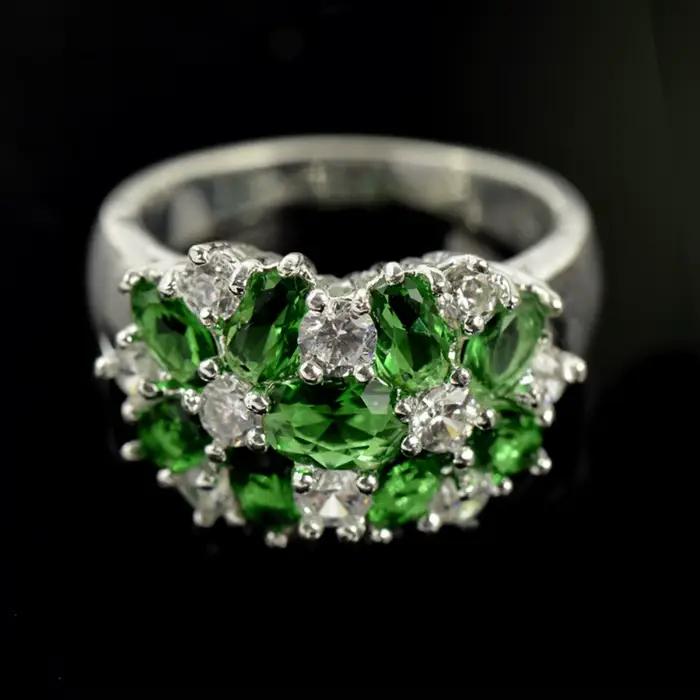 Bague de luxe créative pour femme en zircon 5A motif plante scintillante avec fonction tracker d'humeur et pierres colorées