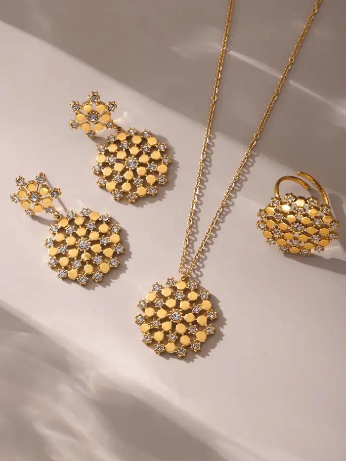 Ensembles de bijoux en acier inoxydable plaqué or avec pierres précieuses de Bohême pour femmes occasions spéciales