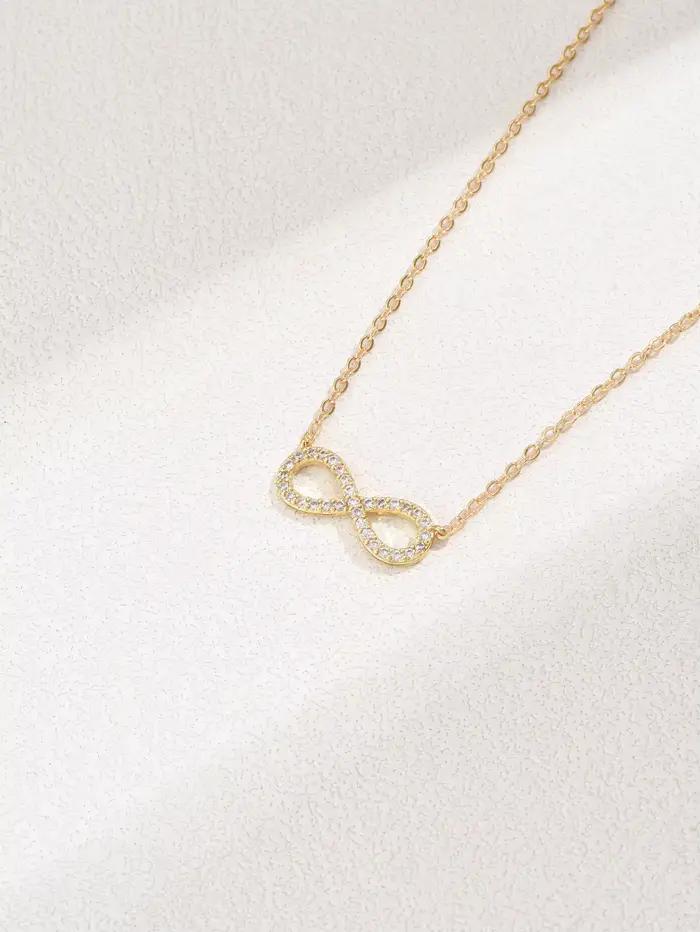 Collier avec pendentif infini en acier inoxydable pour femmes, Simple, classique, porte-bonheur, Zircon, Love You Forever, bijoux, cadeau d'anniversaire