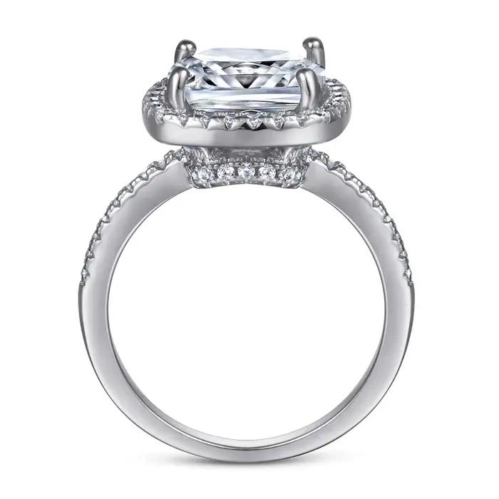 Vinregem 3.5 CT coussin coupe laboratoire créé saphir pierres précieuses bague de fiançailles pour les femmes 925 en argent Sterling bijoux fins en gros