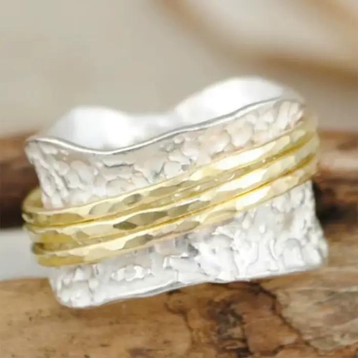 Huitan Magnifiques bagues bicolores pour fiançailles