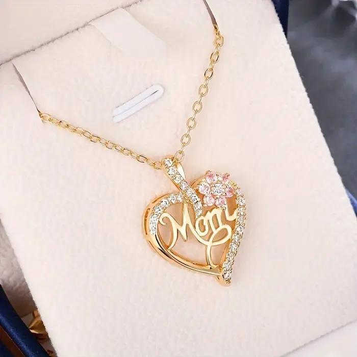 Collier pendentif coeur maman avec boîte-cadeau Rose