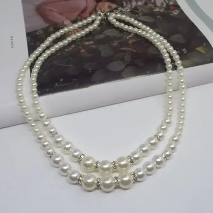 Collier perles ras du cou pour femmes filles adolescentes, 55KA
