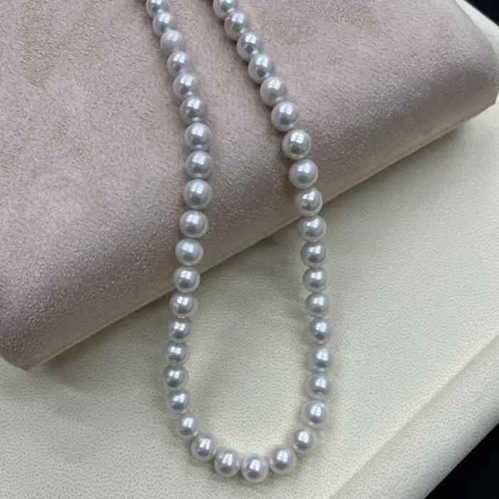 Perles naturelles 8-9mm AAAA rondes lisses d'eau douce blanches
