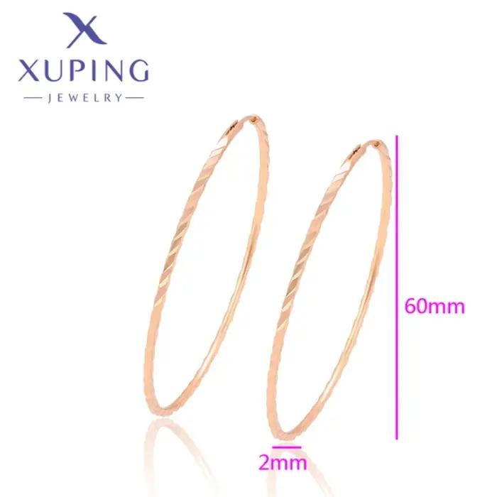 Xuping-Boucles d'oreilles créoles en or rose pour femme
