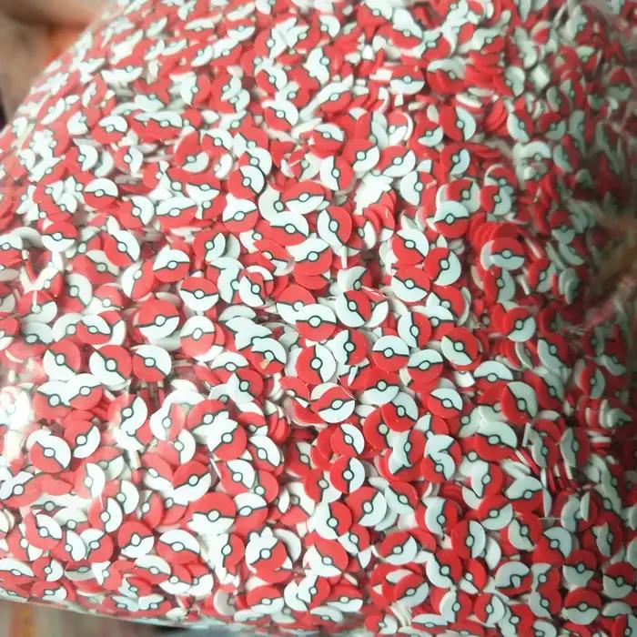 Petites Boules en Argile Polymère Rouge et Blanche de 5mm, Petites Particules de Boue en Plastique M