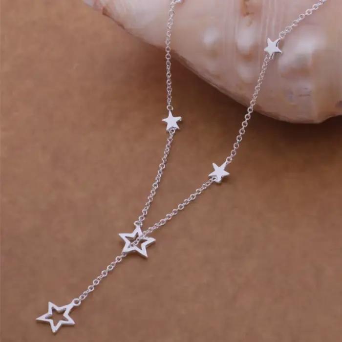 Collier en argent sterling 925 avec étoiles géométriques pour femmes bijoux de mariage classiques occasions spéciales