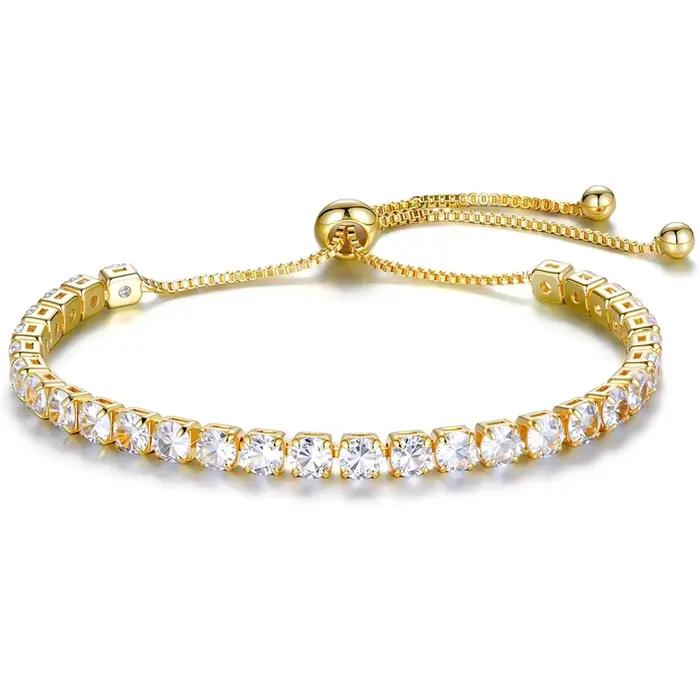 Bracelets de tennis pour femme plaqués or 18 carats avec zircone cubique réglables pour occasions spéciales et quotidien