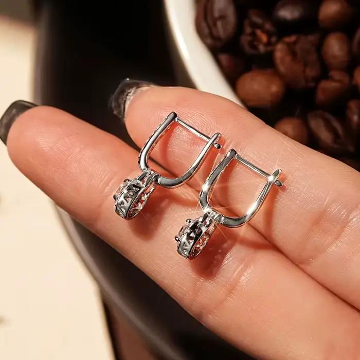 IOGOU luxe S925 argent 5mm 0.5ct Moissanite boucles d'oreilles pour les femmes réel