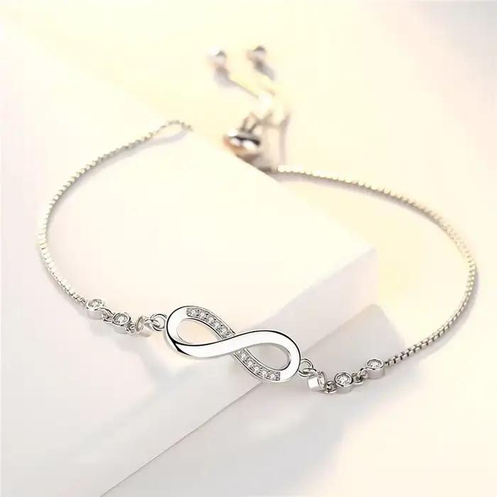 Bracelets fins en argent Sterling 925 et cristal pour femmes