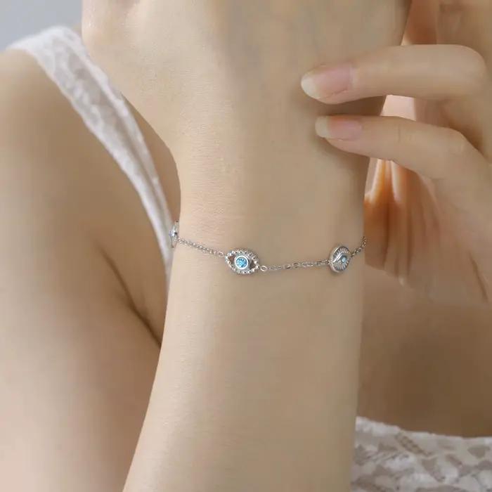 LIKGREAT Bracelet bohème mauvais œil pour femmes Protection bleu Zircon réglable cheville turc bonne chance bijoux cadeau pour elle