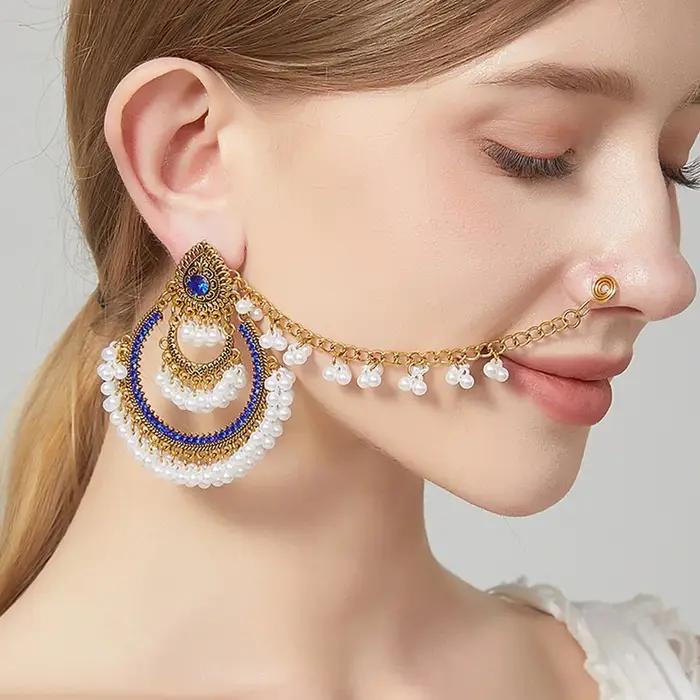 Boucles d'oreilles pendantes à franges fluides, style bohème, ethniques d'Asie du Sud-Est, tendance, avec pampilles, design sensationnel