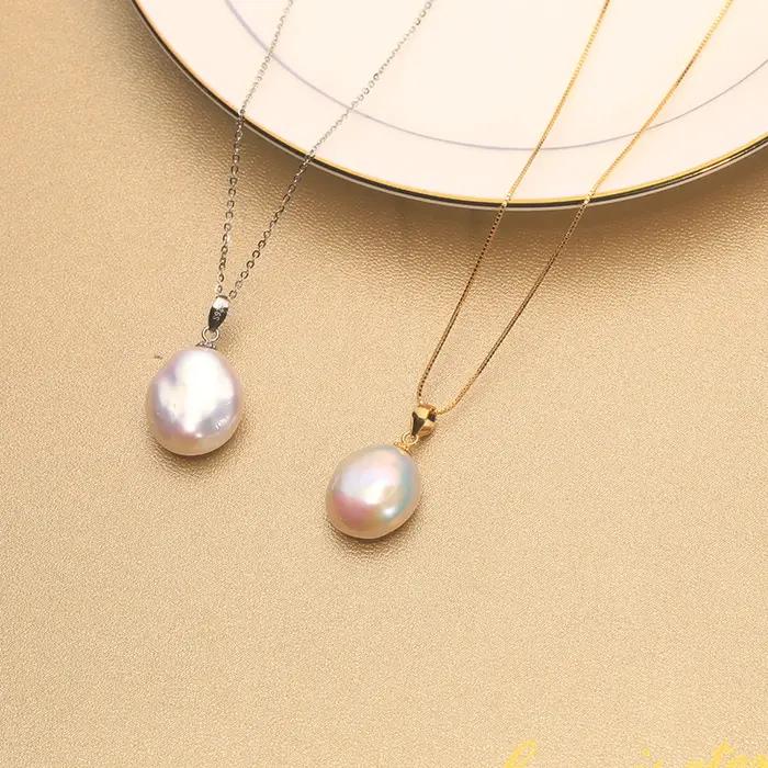 Pendentif en perle baroque d'eau douce naturelle en argent sterling 925 pour femmes occasions spéciales cadeaux elegance classic style