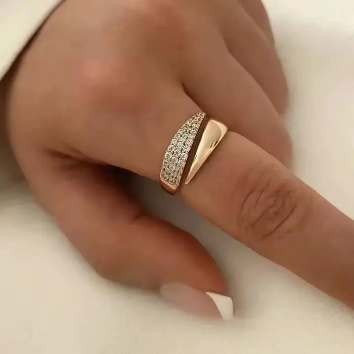 Bagues de soleil plaquées or pour femmes, pierre naturelle incrustée de Texture métallique creuse, bijoux tendance