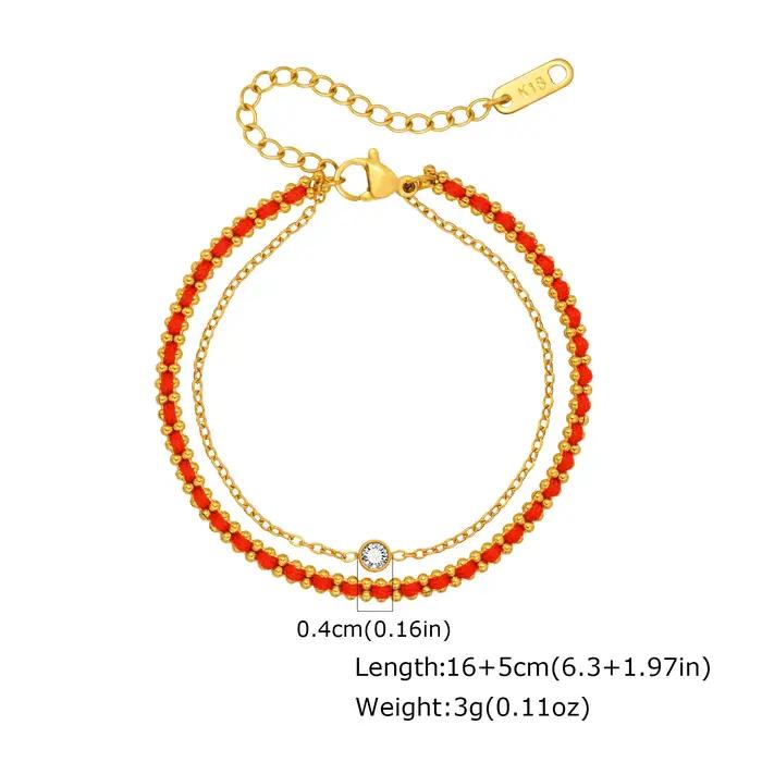 Bracelet Porte-Bonheur en Corde Rouge et Métal Plaqué Or Brun Rougeâtre pour Femmes Occasions Spéciales Mémorables Tendances Bijoux Cadeaux