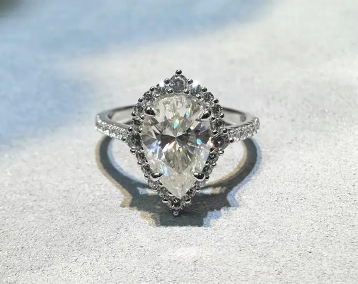 Bague en diamant Moissonite couleur D 4ct coupe poire en argent Sterling 925 pour engagement mariage et anniversaire femme occasions spéciales