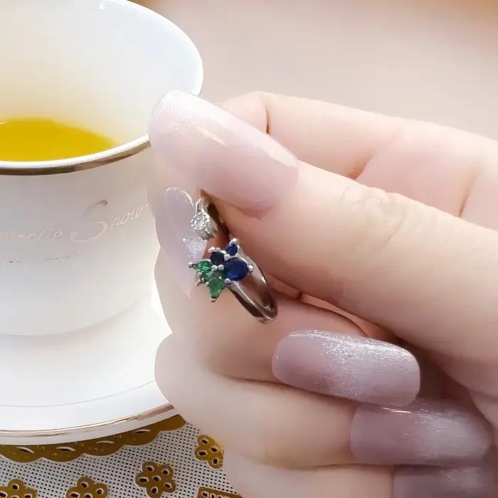 Bague en argent sterling 925 en forme de myrtille élégante pour femmes occasions spéciales mariage anniversaire cadeau romantique