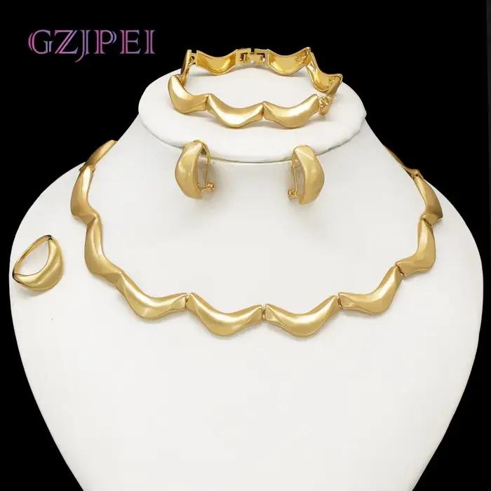 GZJPEI – ensemble de bijoux simples pour femmes, collier ras du cou en forme de nuage, Bracelet en métal lisse, bijoux italiens, cadeau de noël 2025
