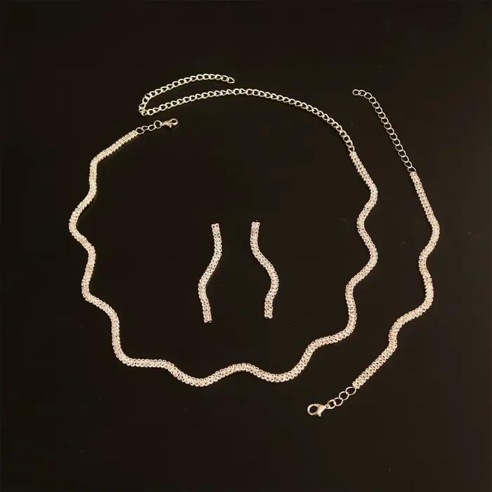 Ensemble de bijoux de mariage de luxe: ensemble collier, bracelet et boucles d'oreilles, bijoux en c