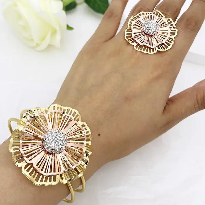 Ensemble de bracelets et matiques en or rose plaqué or 18 carats bijoux de luxe pour femmes occasions spéciales soirée gala mariage