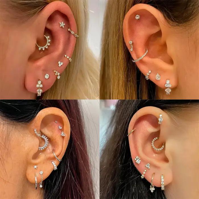 Boucles d'oreilles en argent sterling 925 serties de zirconium blanc étincelantes pour femmes et filles occasions spéciales partys mariage anniversaire engagement