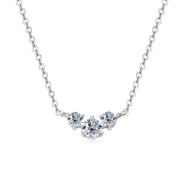 IOGOU-Collier pendentif en argent véritable 925 pour femme, collier Moissanite complet, bijoux tour