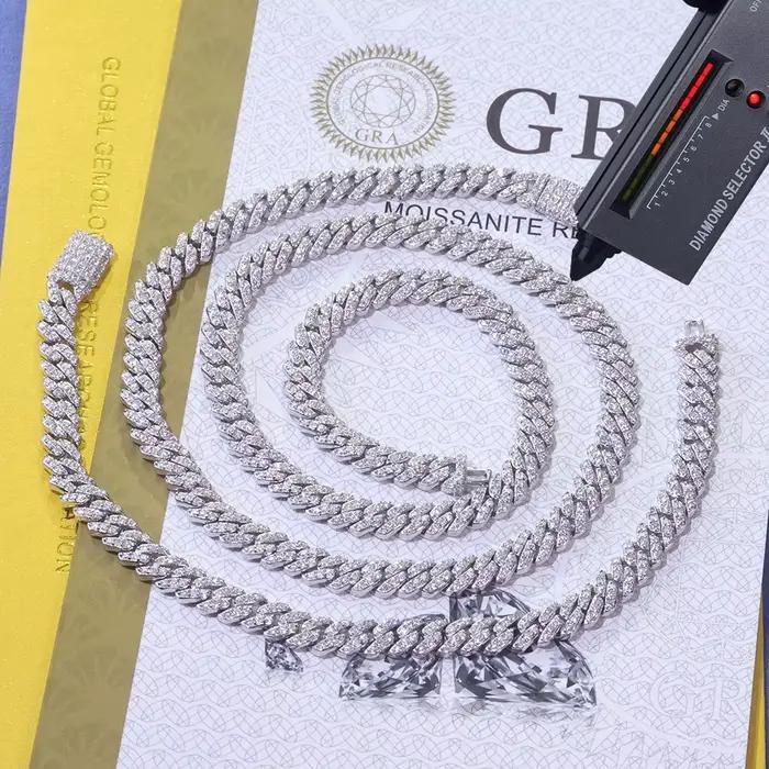 Collier cubain Nuoya 6MM à une rangée de moissanite, chaîne cubaine de luxe certifiée GRA pour hommes et femmes, bijoux raffinés