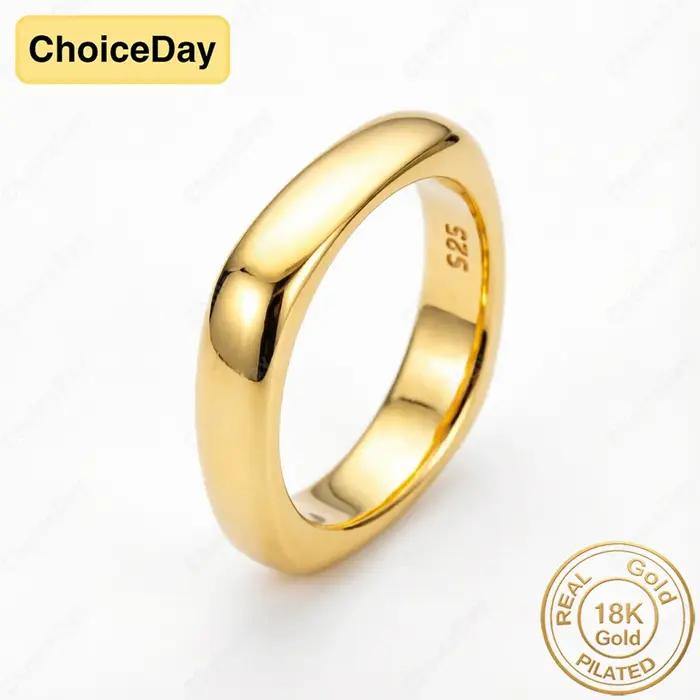 Bague carrée simple luxueuse plaquée or 18 carats pour femme