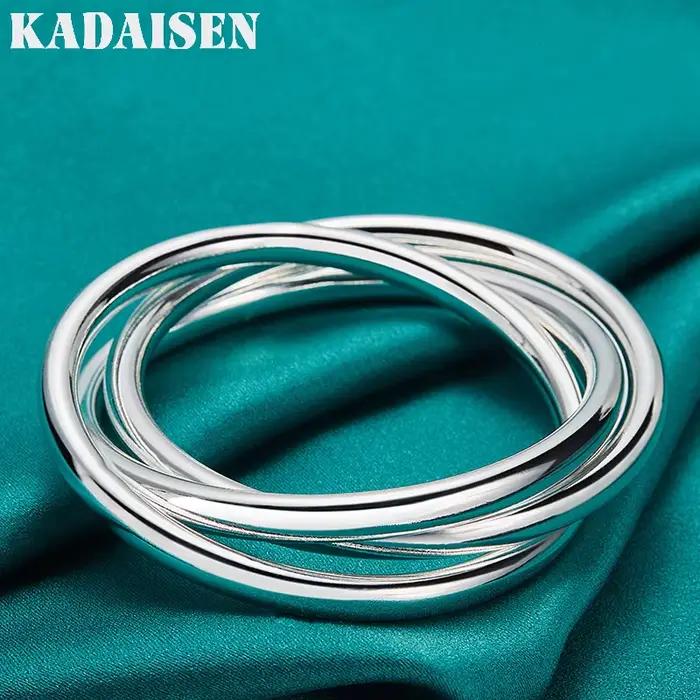 Bracelet à trois anneaux lisses en argent Sterling 925 pour femmes bijoux de mode pour mariage et fiançailles bijoux intemporels pour femmes bijoux pour cérémonies elegance et sophistication pour femmes