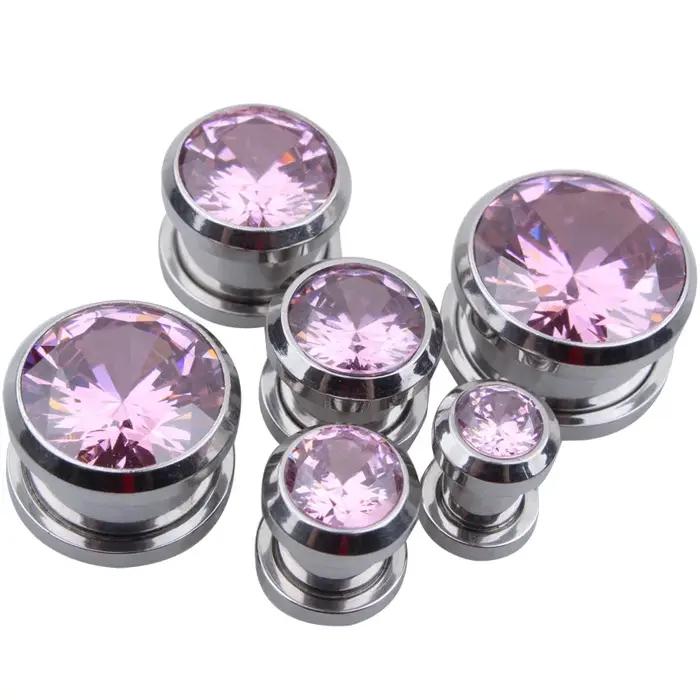 1 paire de bouchons d'oreille en cristal Zircon, boucles d'oreilles Tunnel, extenseurs de Cartilage, jauges, bouchons de chair et Tunnels, Piercing, bijoux pour le corps