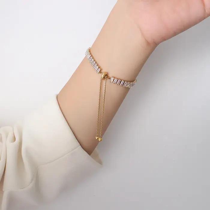 Bracelet et collier ajustables en acier au titane plaqué or pour femme, optique de tennis, pop-corn, ensemble de colliers, cadeau pour fille, nouvelle mode