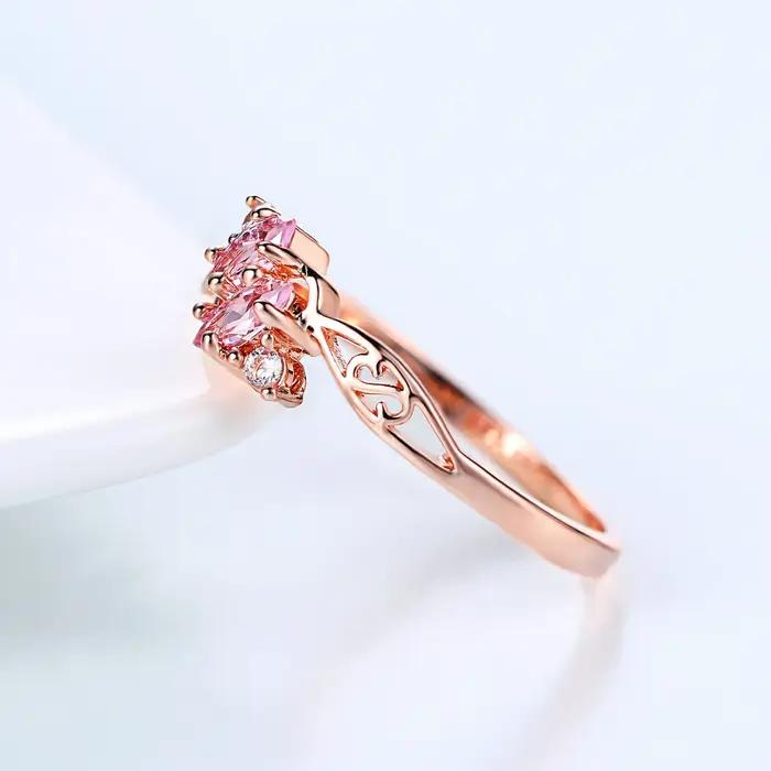 Bagues délicates en cristal Rose or pour femmes