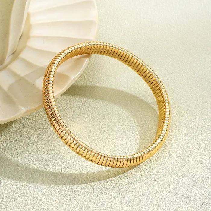 Bracelet élastique couleur or pour femmes Punk large et épais spirale en métal mode féminine bijoux de fête accessoire cadeau