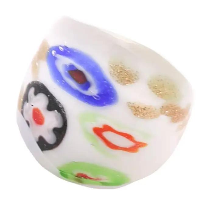 Bague artistique en verre A52E, avec incrustation sable doré Unique, pour femmes élégantes
