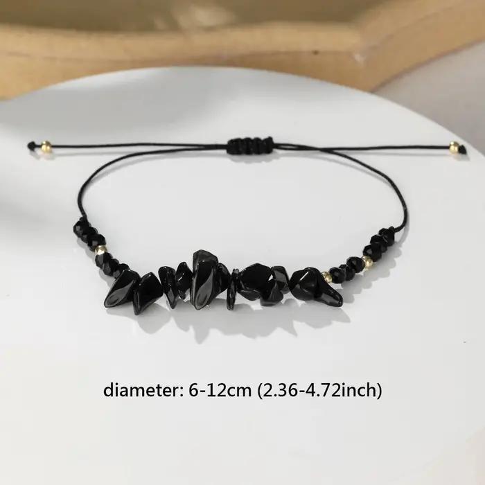 Ensemble de bracelets extensibles tissés en pierre naturelle irrégulière