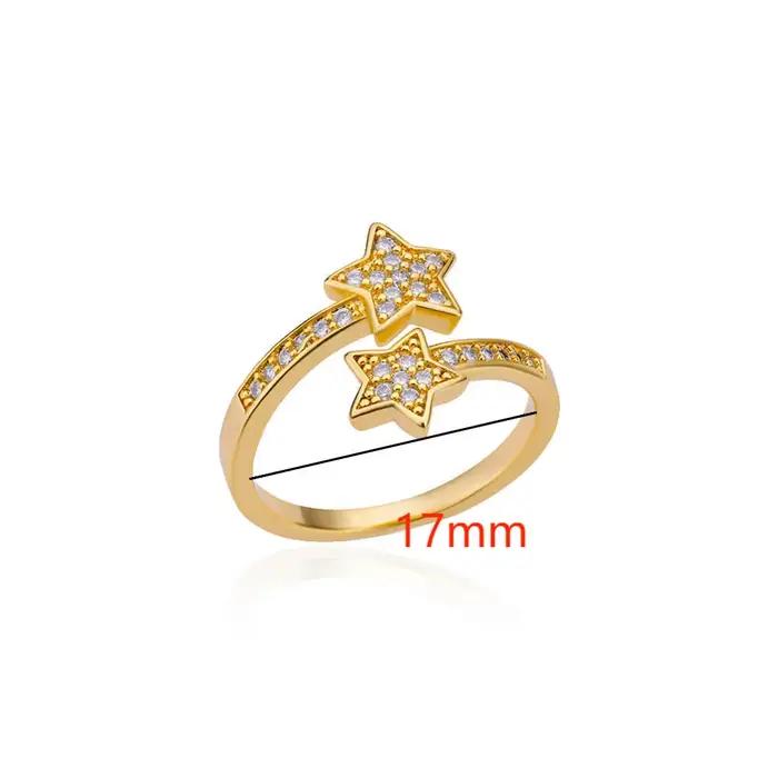 Bagues Double étoile en Zircon pour femmes et filles, en acier inoxydable, couleur or y2k, nouvelle tendance, bijoux esthétiques pour fête de mariage, 2024