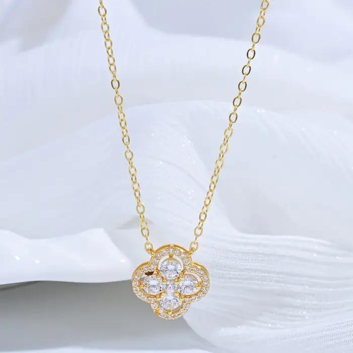 Collier trèfle à quatre feuilles en argent Sterling S925 pour femmes