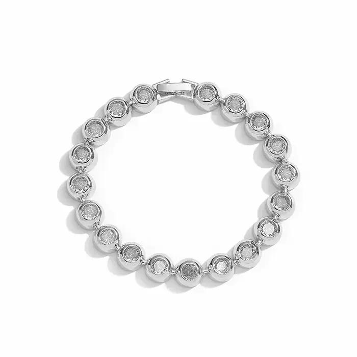 Collier/Bracelet en laiton plaqué or 18 carats avec zircone cubique sertie clos, bijoux élégants pou