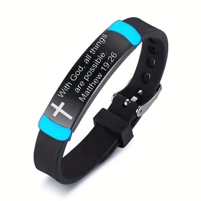 Bracelet croix chrétienne qui brille dans le noir pour femmes et hommes
