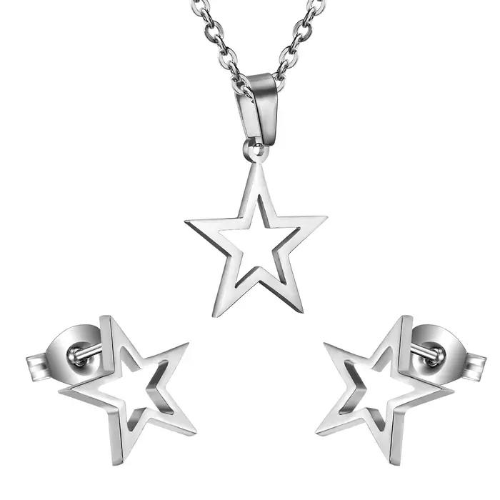 LUXUKISSKIDS – ensemble de bijoux en forme d'étoile en acier inoxydable doré, boucles d'oreilles et