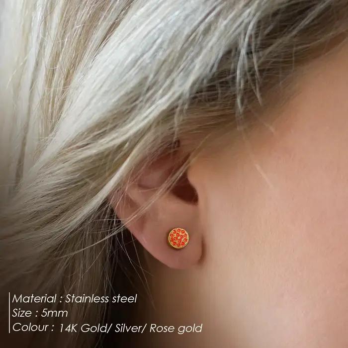 EManco Nouvelles Boucles d'Oreilles Perforées Pierre de Naissance en Zirconium, Bijoux en Acier Inoxydable, Cadeau d'Anniversaire