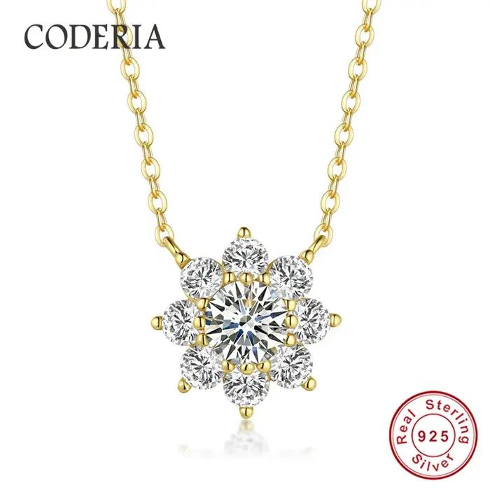 Pendentif tournesol classique 1 Carat D couleur VVS1 3EX diamant Moissanite argent S925 collier 14K plaqué or chaîne femmes bijoux