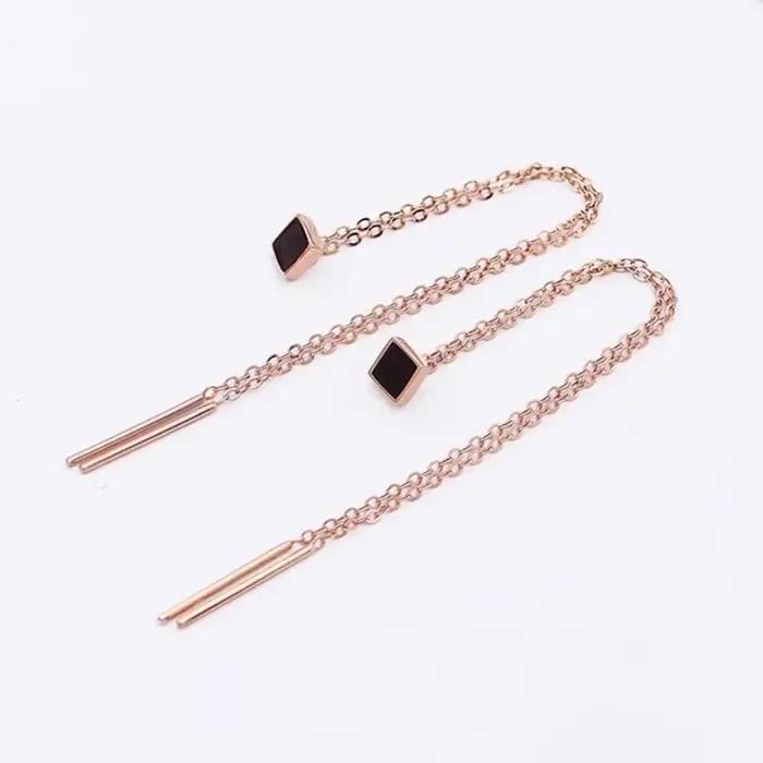 Boucles d'oreilles carrées plaquées or rose 14 carats pour femmes