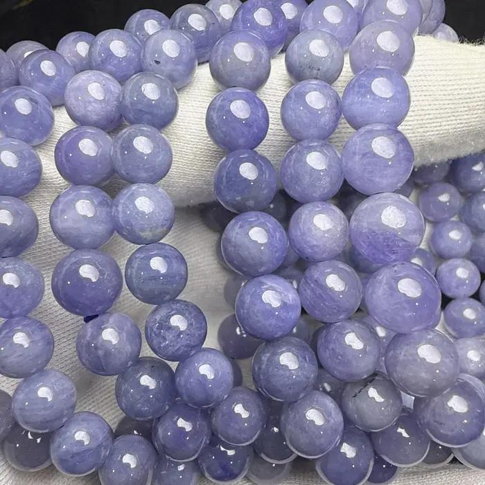 Prestyle Meihan – Bracelet et collier de perles rondes en Tanzanite naturelle AAA