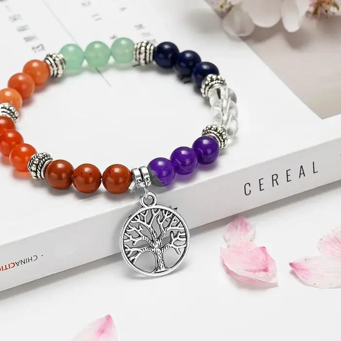 Bracelet Arbre de Vie 7 Chakras en pierre naturelle