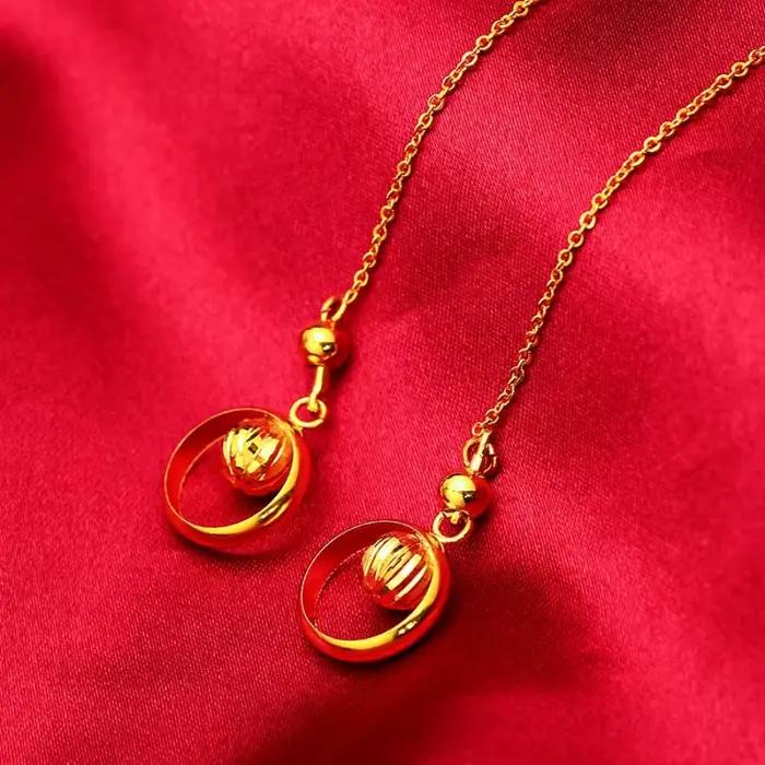 Boucles d'oreilles en fil de fleur Dynar Jewelry or 24 carats avec finition craquelée pour femmes occasions spéciales et tous les jours