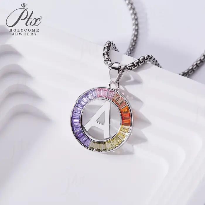 Collier pendentif 26 lettres plaqué argent 925