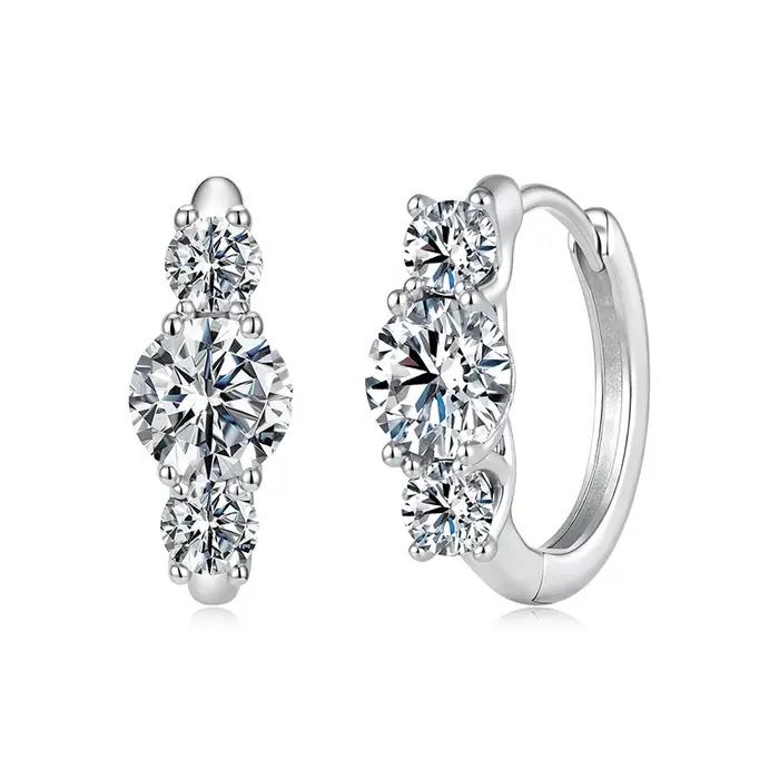 Boucles d'oreilles BAMOER en moissanite plaquées en argent sterling 925 pour femmes occasions spéciales anniversaire fiançailles soirée mariage
